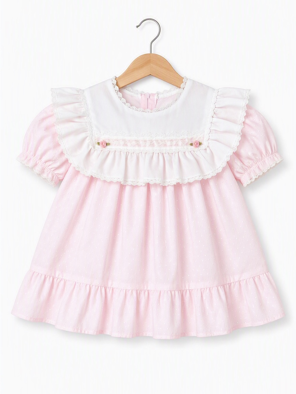 Vintage 80s Sears Pink Swiss Dot Lace Ruffle Dress 3T Coquette Polka Collector